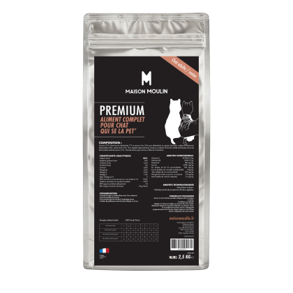 Croquettes PREMIUM CHAT Saumon – Chat Adulte Sédentaire, Stérilisé ou Âgé